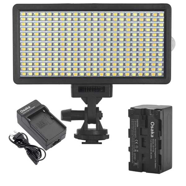 Osaka OS-LED-308 Bi-Color LED Light – Dimmable, F750 Battery, for DSLR & TikTok